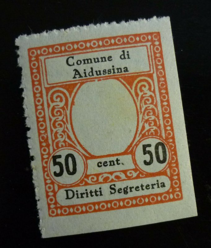 Slovenia AIDUSSINA Italy Rare Local 50 Cent. Revenue Stamp R !  C1