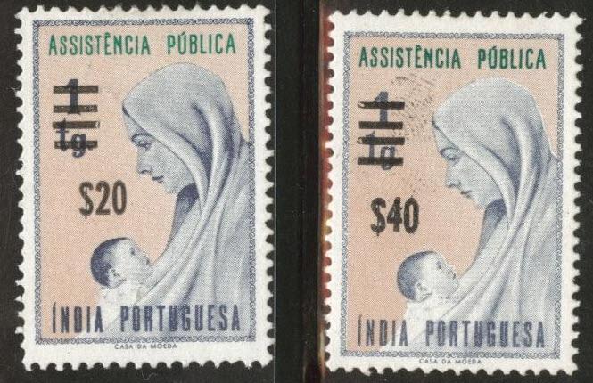 Portuguese India Scott RA15-16 MH* 1959 Postal tax set not overprint fingerprint