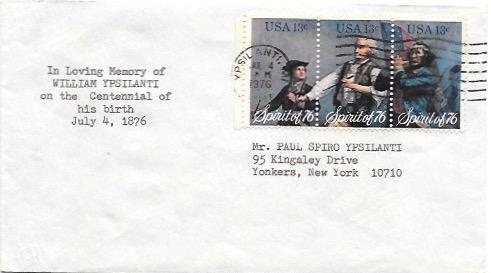 US #1629-31 used strip. Mailed from Ypsilanti honoring William Ypsilanti