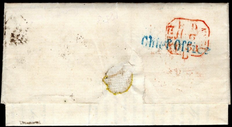 GB 1d Red Imperf Cover LARGE STAMP ALPHABET II Printed Insurance EL 1853 13a.23