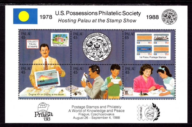 Palau 197 Praga Stamp Show Souvenir Sheet MNH VF