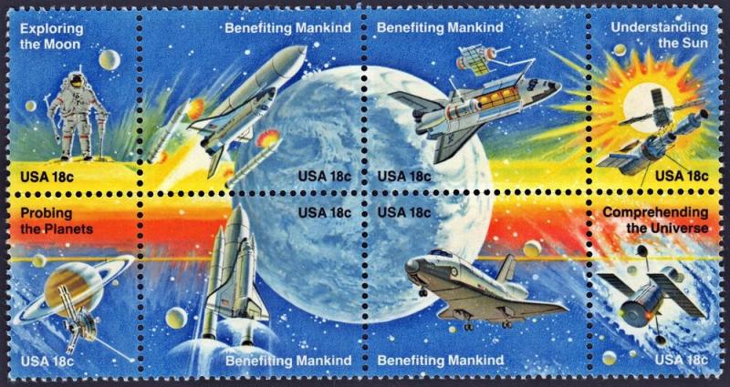 SC#1912-19 18¢ Space Achievement Block of Eight (1981) MNH