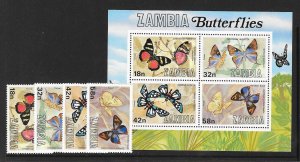 ZAMBIA Sc 220-23A NH SET of 1980 - BUTTERFLIES