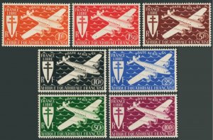 Fr Equatorial Africa C17-C23, MNH. France Libre 1941. Plane, Cross of Loraine.