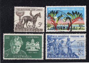 Australia 1960-63 Group of 4 Commemoratives, Scott 337, 349, 353, 355 used