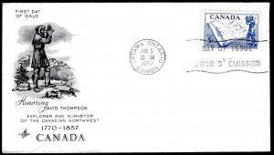 Canada 370 David Thompson FDC Artcraft cachet June 5, 1957