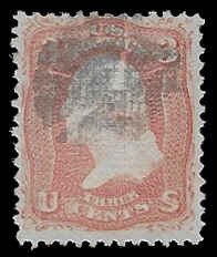 U.S. #85 Used; 3c Washington - D Grill (1868)