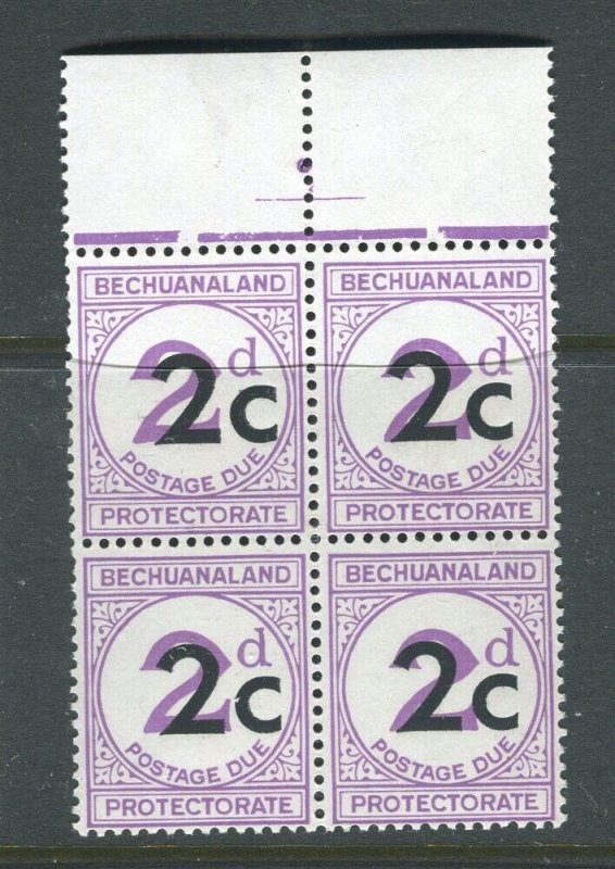 BECHUANALAND; 1950s early Postage Due surcharged Mint Marginal BLOCK