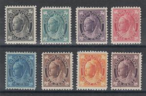 Canada Sc 66-73 MLH. 1897-98 QV Leaf issue, complete set, VLH, well centered