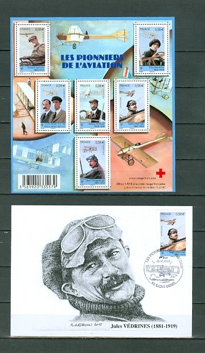 FRANCE 2010  AIR PIONEERS COLLECTION. #3900-02..VERY NICE CAT VAL. $100.++