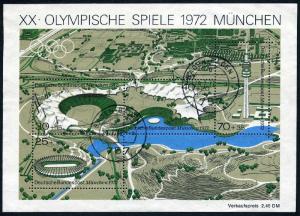 Germany B489 sheet,CTO-Kassel.Michel Bl.7. Olympic Games Site Munich-1972.