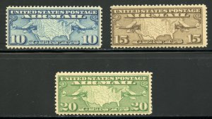 United States Scott C7-C9 - 1926 Two Mail Planes and Map - SCV $15.25