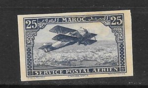 French Morocco Scott C2a Used Imperf Bi-plane air mail stamp  2018 CV $72.50