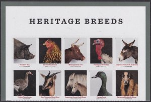 US 5583-5592 5592b Heritage Breeds forever header block (10 stamps) MNH 2021