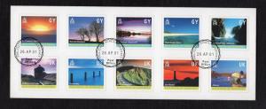 Guernsey   #742  2001 cancelled   sheet island views  self-adhesive