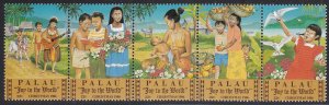 Palau 1986 MNH Sc 121a Joy to the World Carol Christmas Strip of 5