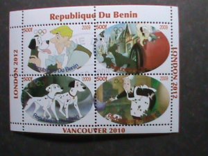 ​BENIN STAMP-2009- OLYMPIC VANCOUVER'2010-101 SPORTY DOGS CTO STAMP S/S #2
