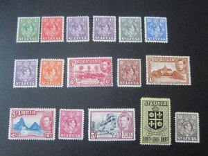 St Lucia 1938 Sc 110-126 set MH