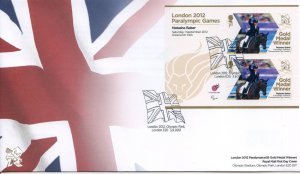 GB London 2012 Paralympics Natasha Baker Gold First Day Cover Unaddressed 