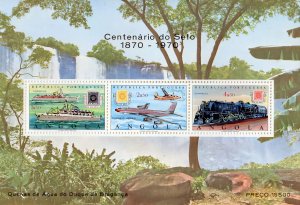 Angola 1970  Sc#C36a Trains-Ships-Aircraft St.Centenary Souvenir Sheet MNH