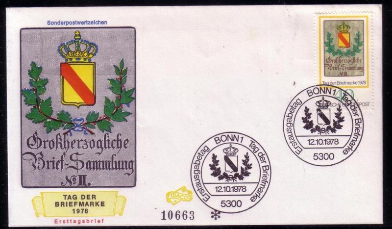 German FDC Sc.# 1282 Stamp Day 1978 L625