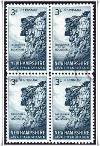 ♦SC#1068 3¢ New Hampshire Issue Block of Four (Used)