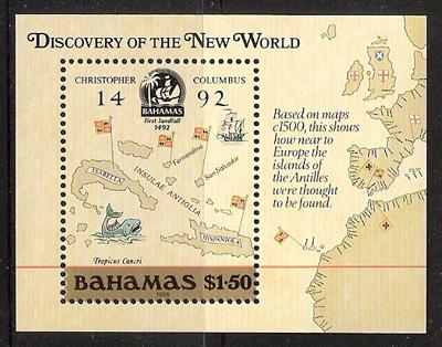 Bahamas Sc #629 s/s souvenir sheet map 1987 MNH