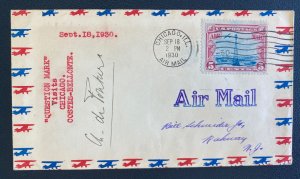 1930 Chicago IL USA Early Airmail cover  Transatlantic Costes-Bellonte Visit