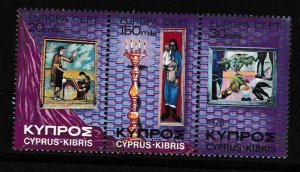 Cyprus 1975 Europa Issue Scott 436-438A ART Strip of Three VF/NH/(**)