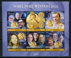 LIBERIA 2022 NOBEL PRIZE WINNERS SHEET MINT NH