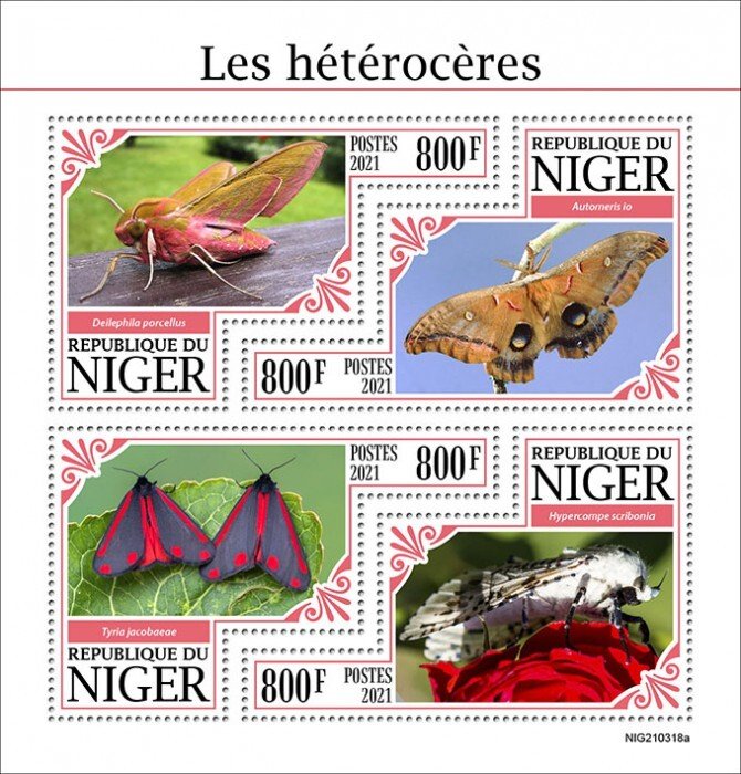 NIGER - 2021 - Moths - Perf 4v Sheet -Mint Never Hinged