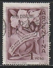 1959 Argentina - Sc 680 - used VF - 1 single - Orchids and Globe