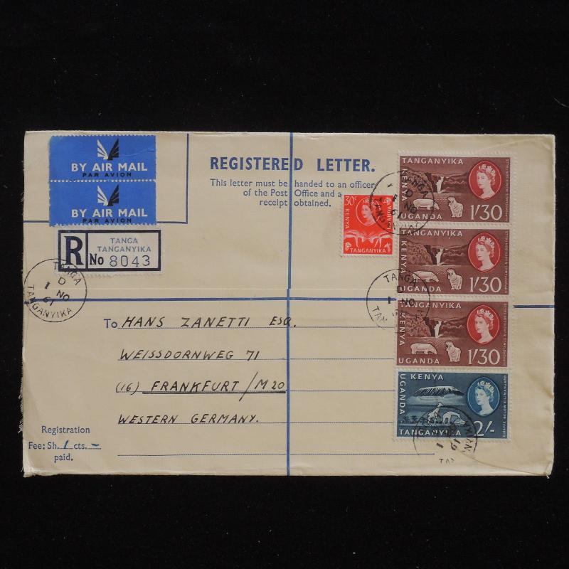 WS-F803 BRITISH KUT - Registered, 1961 Airmail Via Nairobi To Germany QEII Cover