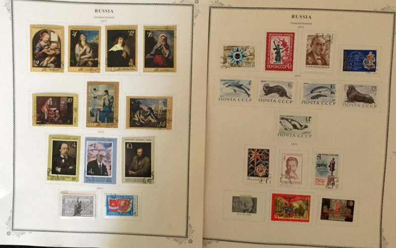 COLLECTION OF RUSSIA 1970-80 STAMPS HINGED ON ALBUM PAGES - 1200V - USED