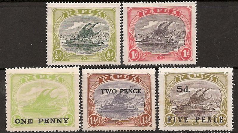 Papua SC# 60-1,74, & 88-89 Mint HInged