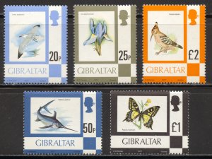 Gibraltar Scott 351-355 MNHOG - 1977 Local Fauna High Values - SCV $14.75