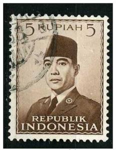 Indonesia 1951 - Scott 393 used - 5r, President Sukarno 