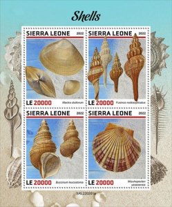 Sierra Leone - 2022 Seashells, Clam, Scallop - 4 Stamp Sheet - SRL220201a