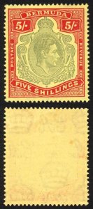 Bermuda SG118a 5/- Pale green and red/yellow Perf 14 M/M Cat 350 pounds