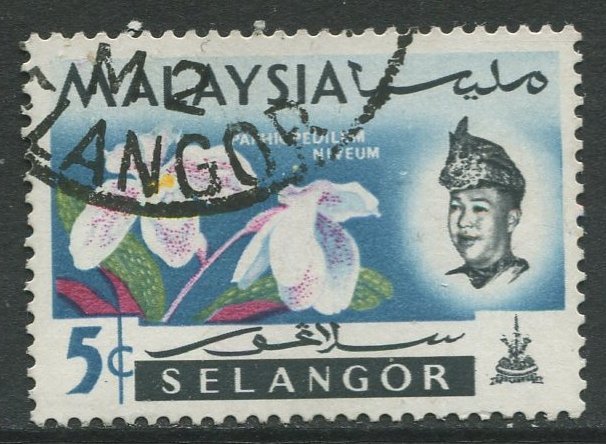 STAMP STATION PERTH Selangor #123 Sultan Salahuddin Orchid Type Used 1965