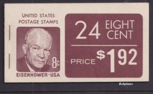 BOBPLATES #BK121 Eisenhower Booklet w/3rd Pane Miscut and Inverted EFO Mint NH
