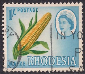 Rhodesia 1966 QE2 1/-d Maize Plant used SG 380 ( K1311 )