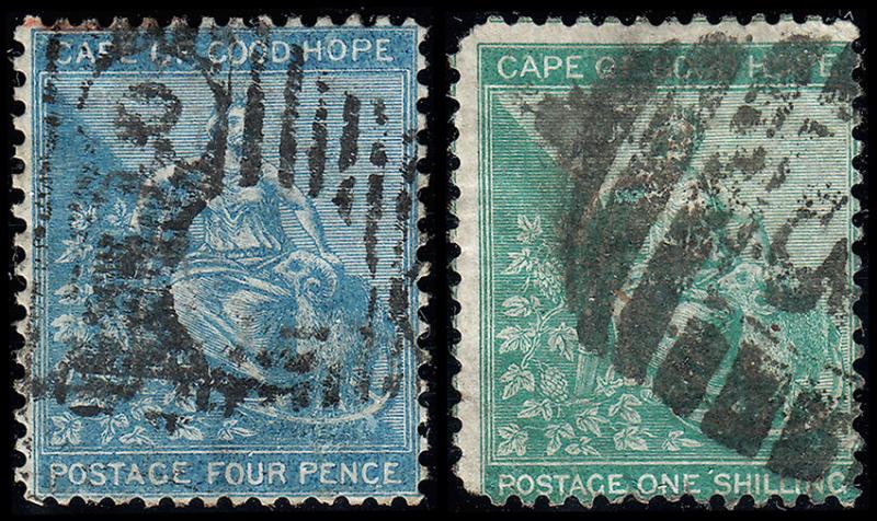 Cape of Good Hope Scott 17, 19 (1864-65) Used F, CV $8.75 B