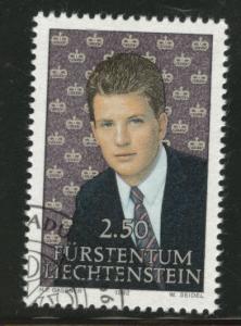 LIECHTENSTEIN Scott 994 used CTO 1992 Prince Aloist CV$3.50