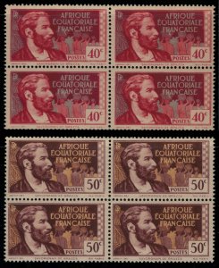 French Equatorial Africa #45,8* NH  Blocks  CV $3.60  (In showgard mounts)
