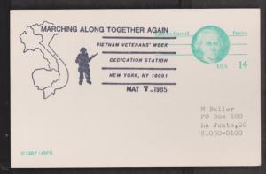 UNITED STATES - Vietnam Veterans Week On 1982 USPS 14 Cent Postal Card