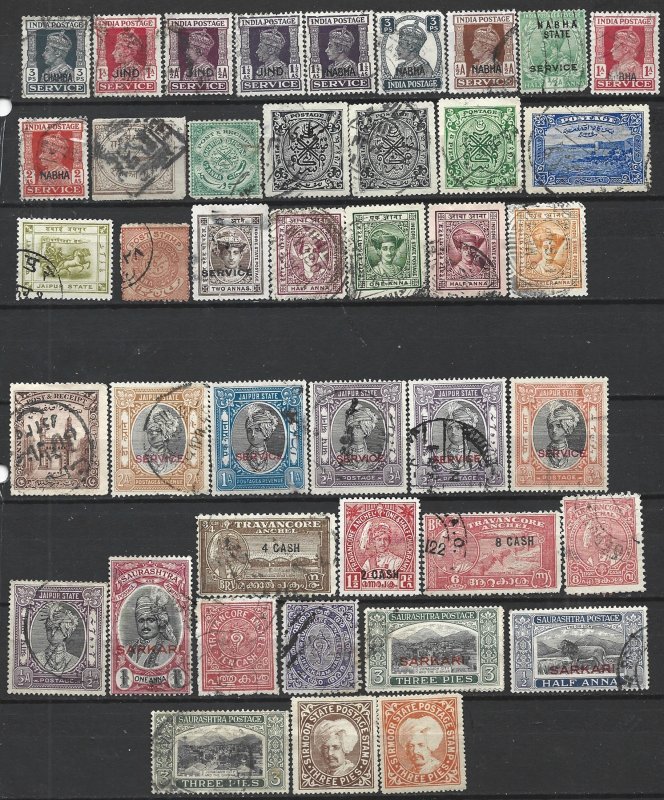 COLLECTION LOT 15568 INDIAN STATES 42 AC STAMPS 1877+ CV+$26