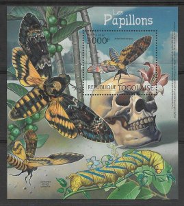 Togo 2012 SS Moth and skull  MNH