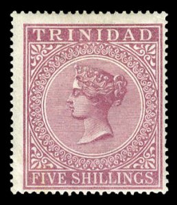 Trinidad #57 Cat$67.50, 1894 5sh claret, hinged