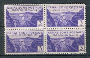 USA; CANAL ZONE 1939 early Canal Open Anniversary issue 3c. Block of 4